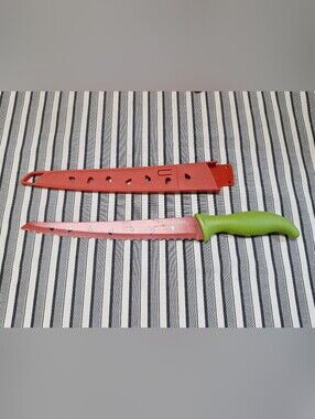 GoodCook Watermelon Knife 9" Serrated Blade Red Green w/ Sheath 14" Slicer